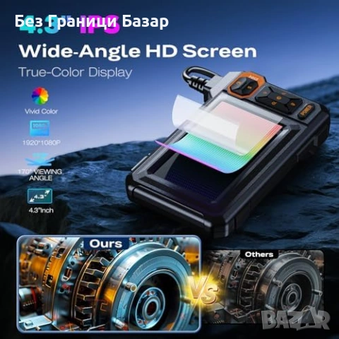 Нов Бороскоп ендоскоп 4.3" екран 1080P IP67 за тръби/канал Камера инспекция, снимка 3 - Друга електроника - 53391266