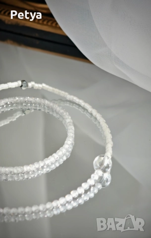 Бял сет от цирконий, снимка 2 - Бижутерийни комплекти - 52303235
