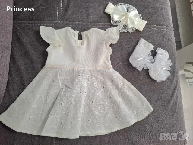 Комплект рокля 68см, диадема и чорапки , снимка 6 - Бебешки рокли - 49540514