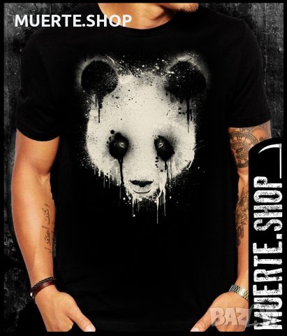 Черна тениска с щампа PANDA SPRAY