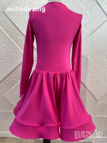 Детска цикламена рокля за спортни танци