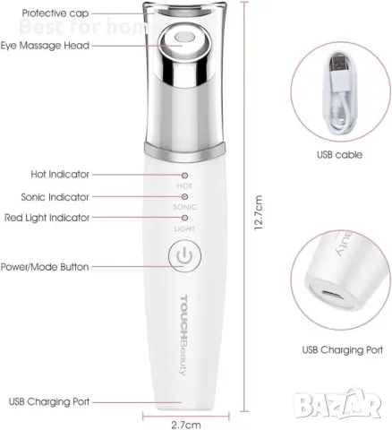 TOUCHBeauty Масажор за терапия на тъмните кръгове на очите и бръчките на лицето, снимка 7 - Масажори - 50322756