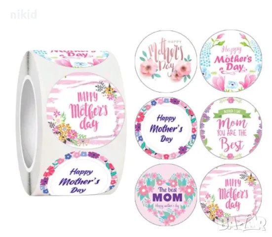 100 бр Happy mother's day MOM ден на жената самозалепващи лепенки стикери ръчна изработка подарък, снимка 2 - Други - 49703270