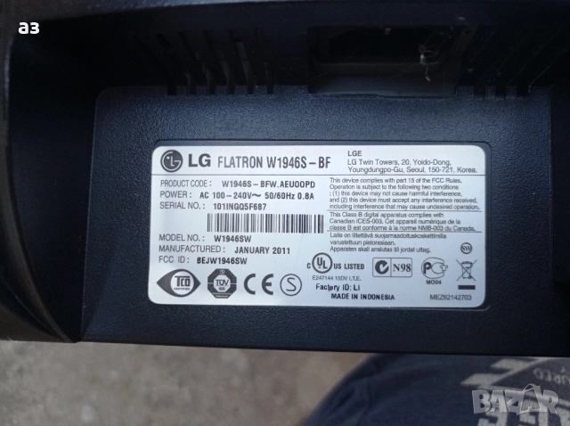 Монитор 18.5" (47 cm) LG W1946S-BF, 5ms, HD, 30 000:1, 250cd/m2,, снимка 2 - Монитори - 52107050