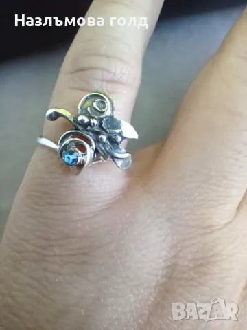 Сребърен пръстен Пеперуда Проба 925 , снимка 5 - Пръстени - 49604610