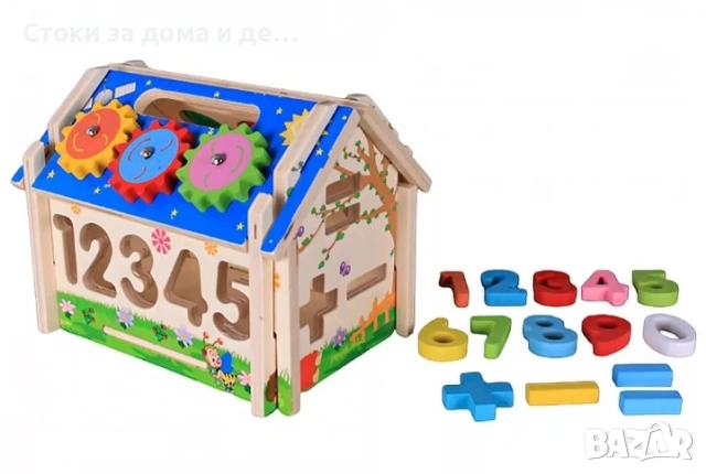 ✨Дървена занимателна къщичка с цифри и часовник