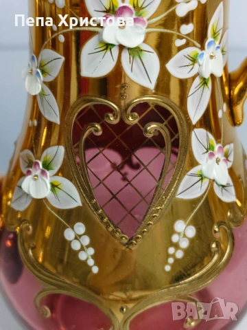 Сервиз за кафе от чехословашки червен кристал, снимка 7 - Сервизи - 53579070