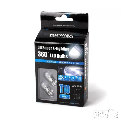 LED крушки T10 12V 8000K 2 броя, снимка 2 - Аксесоари и консумативи - 55865100