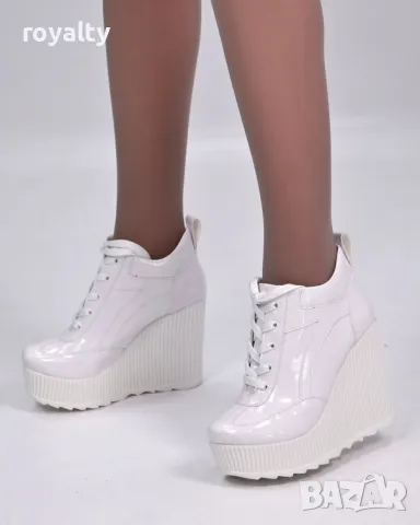 Кецове на платформа - бял лак, снимка 4 - Кецове - 49924209