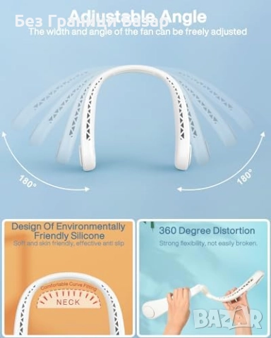 Нов Преносим вентилатор за врат 4000mAh – 3 скорости, USB Type-C, снимка 5 - Друга електроника - 52219485