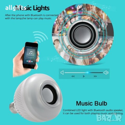 Bluetooth колона LED RGB диско лампа крушка музика, снимка 10 - Лед осветление - 41393039