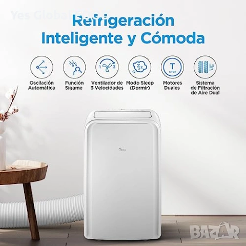 MIDEA Silent мобилен климатик 12000 BTU с евакуация  Описание:  MIDEA Silent 12000 BTU е мобилен кли, снимка 4 - Климатици - 53095987