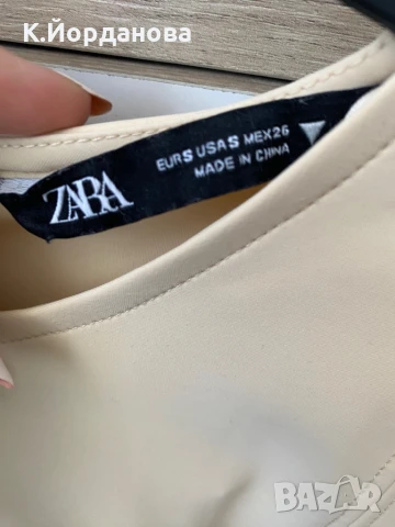Рокля Zara кремава, снимка 3 - Рокли - 51341470