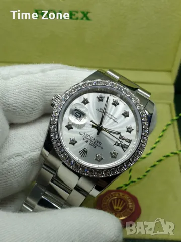 Rolex Datejust 36mm Steel Silver Dial Star-Shaped Diamond Automatic Дамски Различни Варианти, снимка 3 - Дамски - 48183099