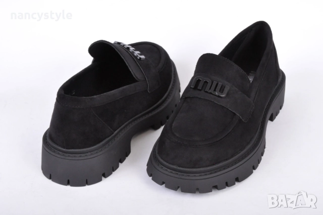 НОВО! Черни дамски лоуфъри от еко велур, снимка 3 - Дамски ежедневни обувки - 51688730