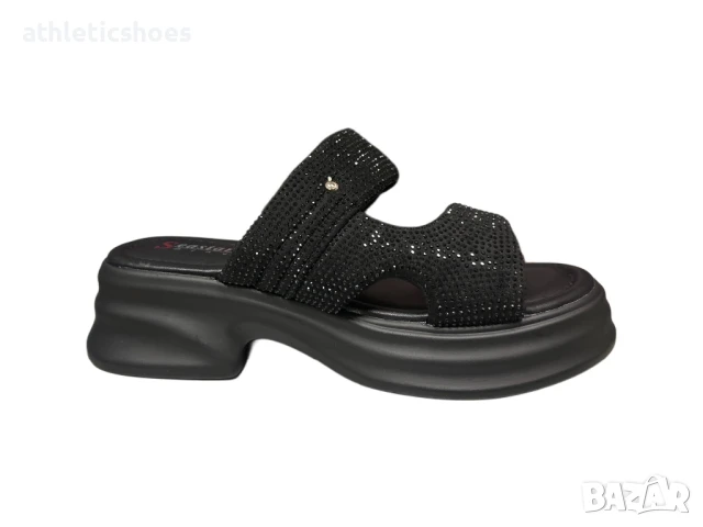 Дамски чехли на платформа с камъни , снимка 2 - Чехли - 50515618