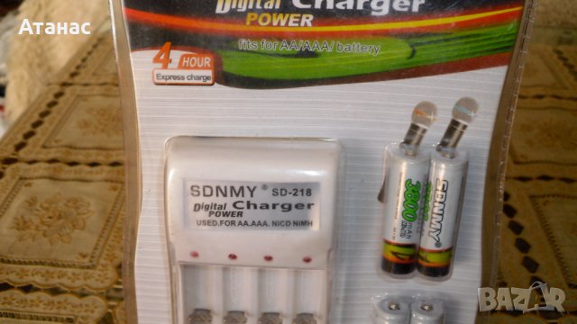  ЗАРЯДНО ЗА БАТЕРИИ АА/ААА + 4бр AA БАТЕРИИ  3800mAh, снимка 2 - Батерии, зарядни - 42686493