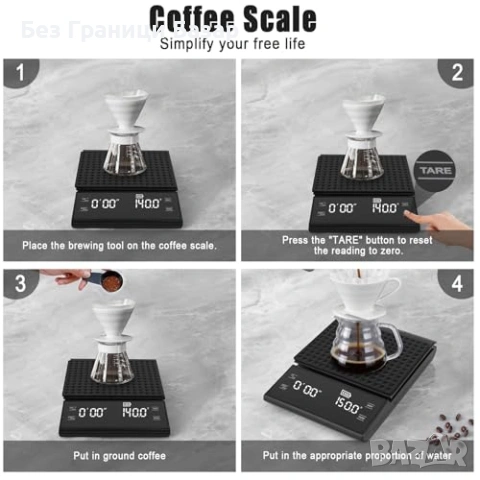 Нова Еспресо везна 0.1г точност 3кг таймер LED силиконова подложка кафе, снимка 6 - Други - 53744582