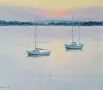 Картина, лодки, залез, худ. Росен Поптомов, снимка 2