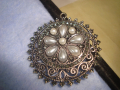 Сребрист АЖУРЕН КРАСИВ КРИСТАЛЕН АРТ ДЕКО МЕДАЛЬОН 27226, снимка 1
