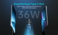 Choetech FCP Dual Quick Car Charger 36W - зарядно за кола с 2xUSB-C за бързо зареждане, снимка 2