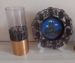 Метална чинийка за стена и чаша , снимка 1 - Други ценни предмети - 36097790