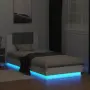 vidaXL Рамка за легло с табла и LED осветление, бяла, 90x200 см, снимка 4