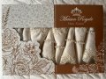 НОВА MAISON ROYALE комплект луксозна покривка за маса салфетки перлени рингове дантела, снимка 1