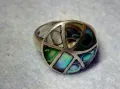 ПРЕКРАСЕН ВИНТИДЖ АРТ СЕДЕФЕН СРЕБЪРЕН ПРЪСТЕН СРЕБРО 925 с РЪЧНО ИНКРУСТИРАН КРАЛСКИ СЕДЕФ 47534, снимка 6
