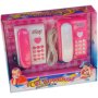 Телефони в розово, комплект с два телефона свързани с кабел