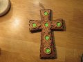 Голям православен кръст разпятие 23 см - красота от керамика и стъкло православие Исус Христос , снимка 3
