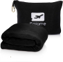 Folame Компактно одеяло/възглавница за самолет 2 в 1 с мека чанта, колан за багаж и щипка за раница