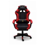 Удобен геймърски стол с поставка за крака и масажна лумбална възглавница, Черно-червен, снимка 6