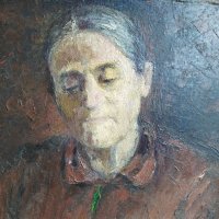 Стара картина, портрет, баба, Д. Тодоров-Жарава (1901-1988), снимка 2 - Картини - 34666552