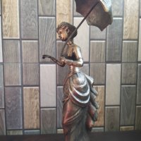 Бронзова Скулптура във Сребърно Покритие-Дамата със Чадъра 19 Век Испания , снимка 7 - Статуетки - 42112272