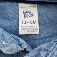 Бебешка дънкова риза тип боди 12-18 месеца, снимка 4 - Бодита за бебе - 41836793