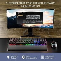 Нова Механична геймърска кабелна клавиатура с RGB подсветка и сгъваема подложка за китката, снимка 7 - Клавиатури и мишки - 42427061
