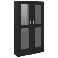 Шкаф витрина, черен, 82,5x30,5x150 см, ПДЧ, снимка 2 - Секции и витрини - 40308891