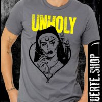 Сива тениска с щампа UNHOLY, снимка 1 - Тениски - 40901091
