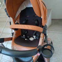 Бебешка количка Hot Mom, Модел 2 в 1, Еко кожа, Кафяв цвят, снимка 9 - Детски колички - 44443318