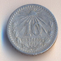 Мексико 10 сентавос 1919 година, сребро, снимка 1 - Нумизматика и бонистика - 44741410
