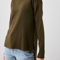 Рипсен пуловер с асиметричен подгъв, снимка 1 - Блузи с дълъг ръкав и пуловери - 38698768