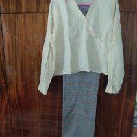 Дамски елегантен панталон,каре, размер М, с маншет, снимка 1 - Панталони - 41141926