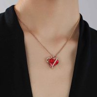 Колие с червен кристал във формата на сърце подарък жена, съпруга, приятелка Свети Валентин, снимка 3 - Колиета, медальони, синджири - 41569510