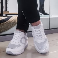 Дамски спортно -елегантни обувки 700-6 white с платформа, снимка 2 - Маратонки - 39765552