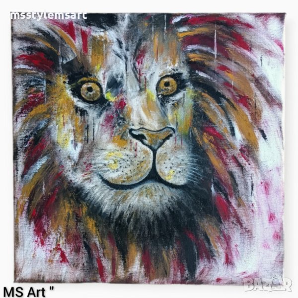 Лъв " Абстрактна картина с маслени бои , снимка 1