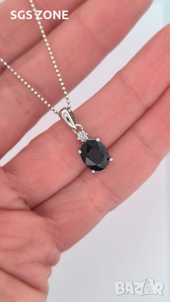 класическа висулка с естествен рубин или сапфир, снимка 1