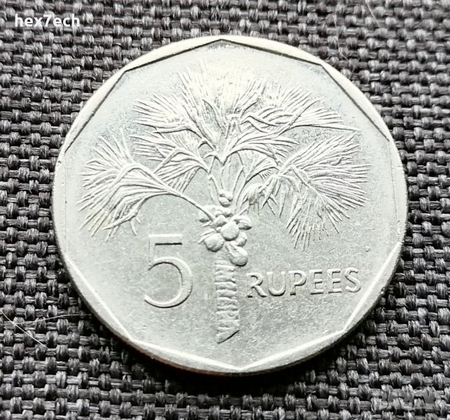 ❤️ ⭐ Монета Сейшели 2010 5 рупии ⭐ ❤️, снимка 1