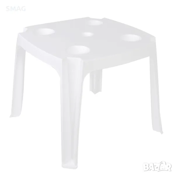 Бяла пластмасова маса с държач за чадър 44x44x39см S_1105920, снимка 1