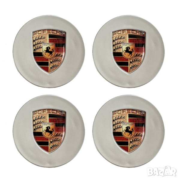 капачки за джанти Порше Porsche сиви 75мм комплект от 4 броя , снимка 1